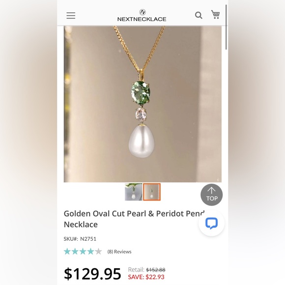 Golden Oval Cut Pearl & Peridot Pendant Necklace 925 Sterling Silver - Picture 5 of 5